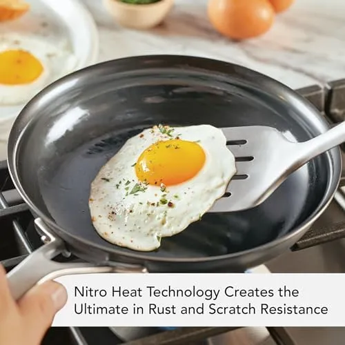KitchenAid NITRO Carbon Steel Frying Pan, Stainless Steel Handle, Compatible with All Cooktops, Skillet (8.5 Inch), Black