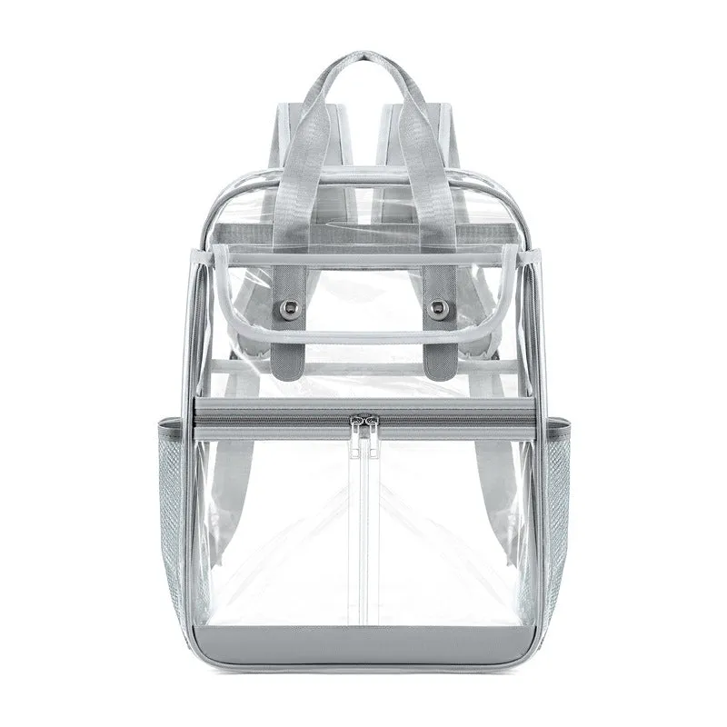 KOITHOT Clear Backpack Heavy Duty PVC Waterproof Transparent Laptop Bookbags for Adult School Stadium Approved, Black