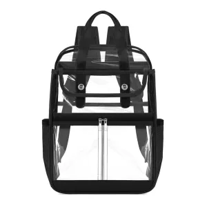 KOITHOT Clear Backpack Heavy Duty PVC Waterproof Transparent Laptop Bookbags for Adult School Stadium Approved, Black