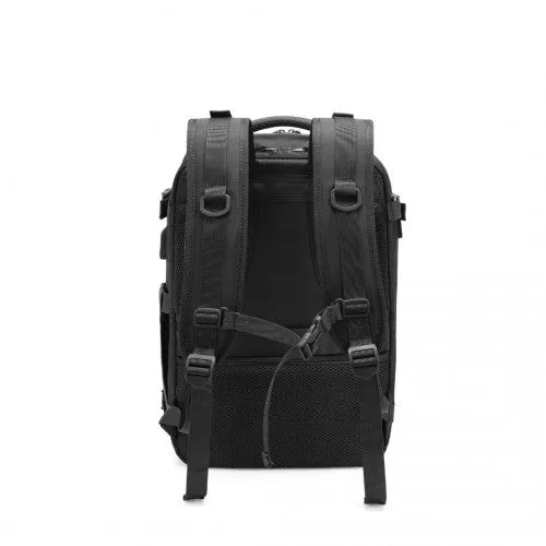 Kono Multifunctional Breathable Travel Backpack With USB Charging Port And Separate Shoe Compartment - Black