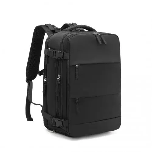 Kono Multifunctional Breathable Travel Backpack With USB Charging Port And Separate Shoe Compartment - Black