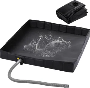 KRUI Camping Shower Base, Foldable Shower Tent Awning Base with Drain Hose to Keep Feet Clean, Portable Shower Pan for Indoor and Outdoor