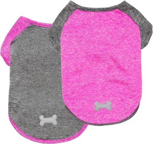 KYEESE 2 Pack Dog Shirts Quick Dry Raglan Sleeve Quick Dry Lightweight Stretchy Dog T-Shirts with Reflective Label Cat Shirts Pet Clothes