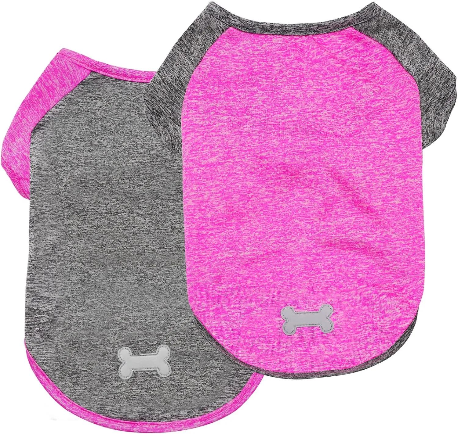 KYEESE 2 Pack Dog Shirts Quick Dry Raglan Sleeve Quick Dry Lightweight Stretchy Dog T-Shirts with Reflective Label Cat Shirts Pet Clothes
