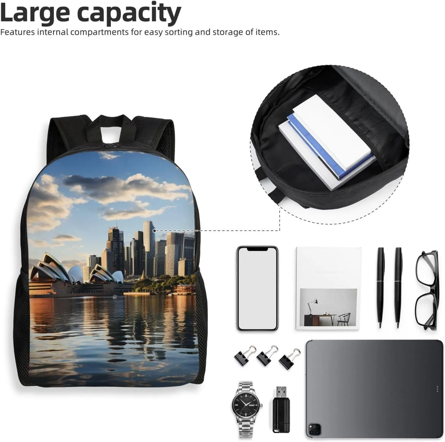 Laptop Backpack for Men Women Carry On Backpack City Sydney Backpack Lightweight Travel Bag Casual Daypack