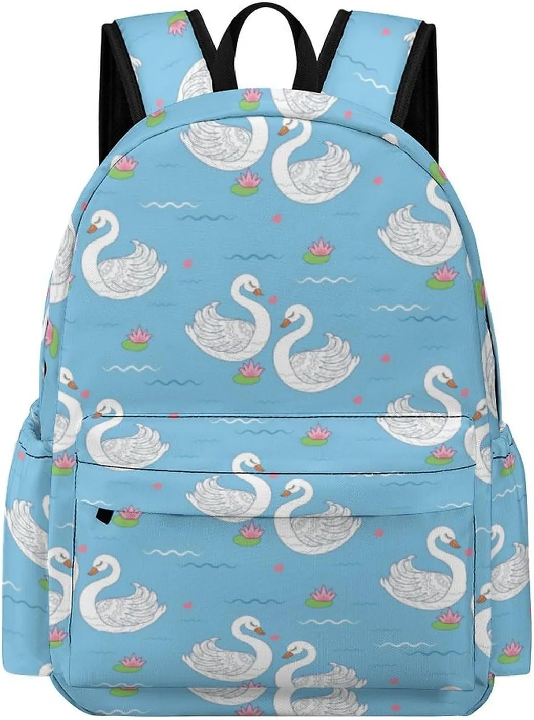 Laptop Backpack for Men Women Cute White Swans Travel Work Backpack with Compartment Large Capacity Blue Lake College Daypack Business Work Bag