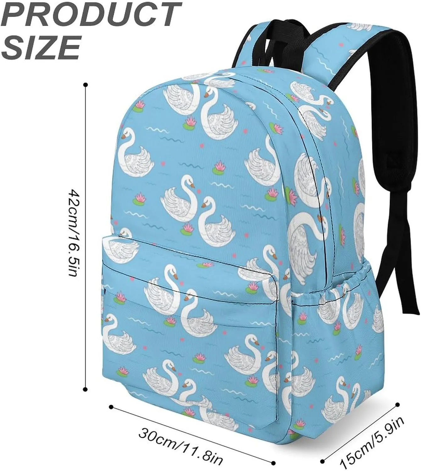 Laptop Backpack for Men Women Cute White Swans Travel Work Backpack with Compartment Large Capacity Blue Lake College Daypack Business Work Bag