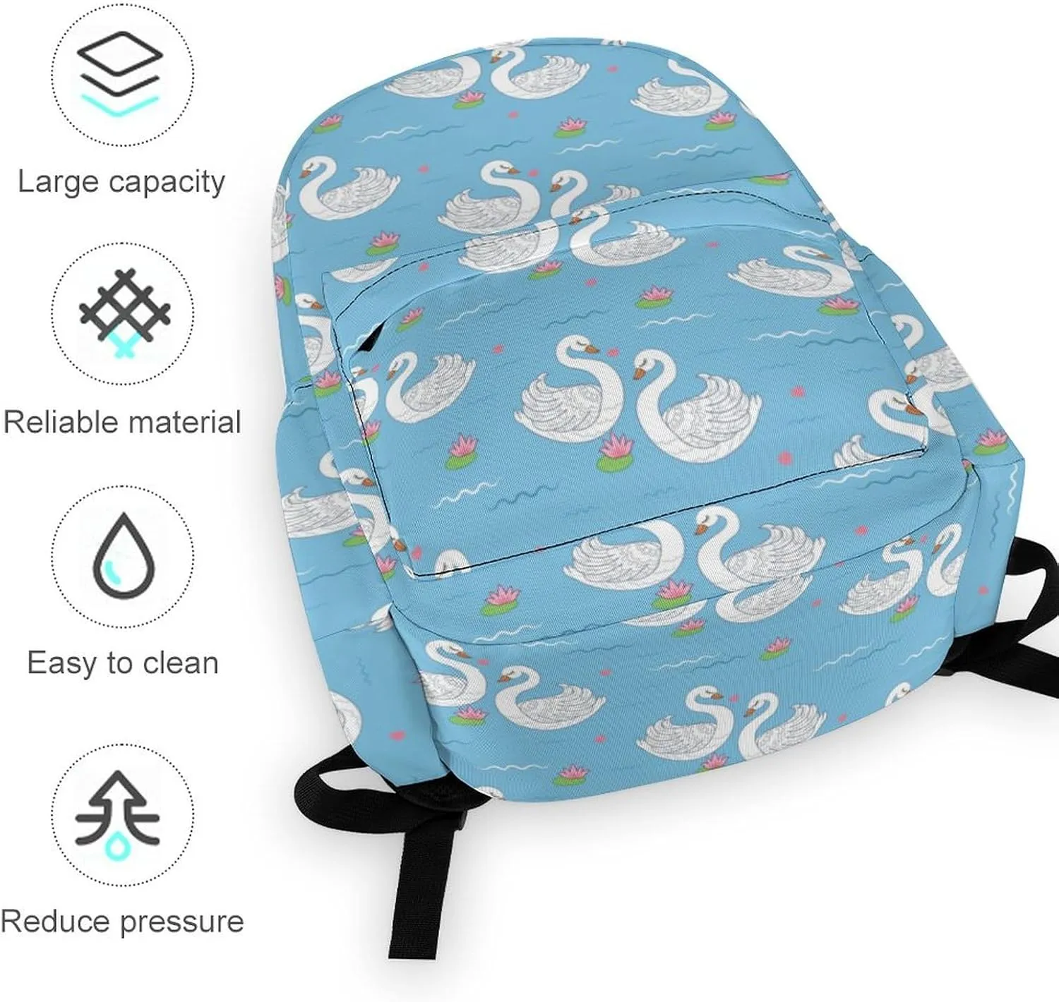 Laptop Backpack for Men Women Cute White Swans Travel Work Backpack with Compartment Large Capacity Blue Lake College Daypack Business Work Bag