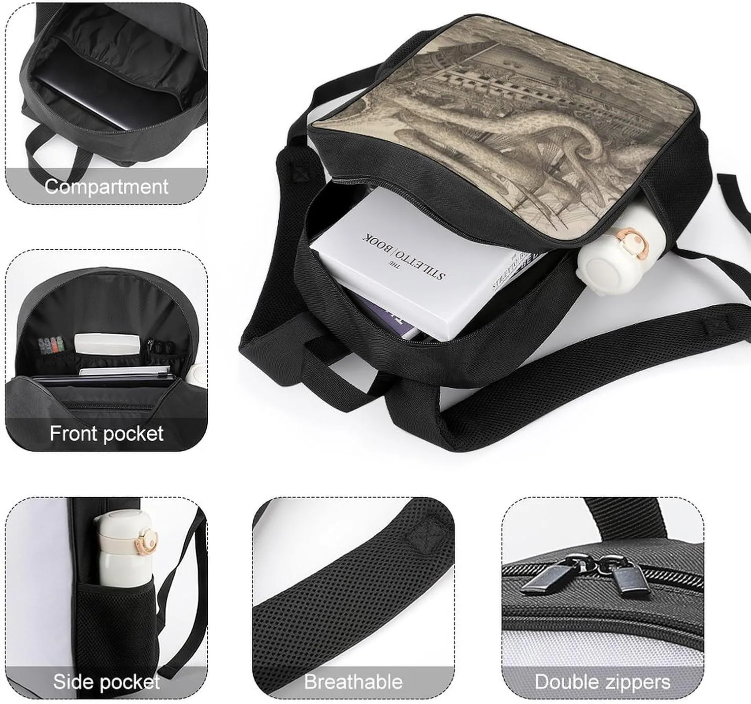 Laptop Backpack for Travel Daypack Sailing Pirate Octopus Computer Bag Work Back Pack Laptop Bag Casual Nurse Bag