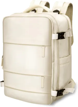 Large 40L Travel Backpack – Airline & Flight Approved Carry-On Luggage, Waterproof, Durable & Lightweight Design for College, Outdoor Sports & Weekend Getaways – Cream