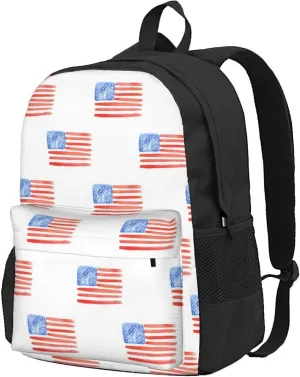 Large Capacity Leisure Travel Backpack Adjustable Strap Suitable Work Outdoor Sport for Woman Man Watercolor Flags