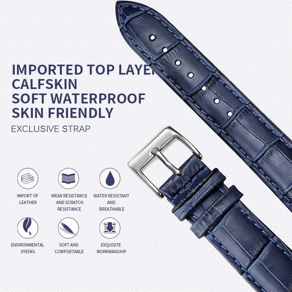 Leather Watchbands 12/14/16/18/20/22/24 mm Watch Band Strap Steel Pin buckle Wrist Belt Bracelet Tool