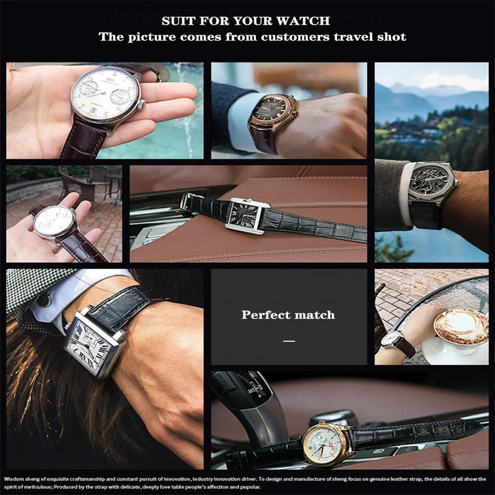 Leather Watchbands 12/14/16/18/20/22/24 mm Watch Band Strap Steel Pin buckle Wrist Belt Bracelet Tool