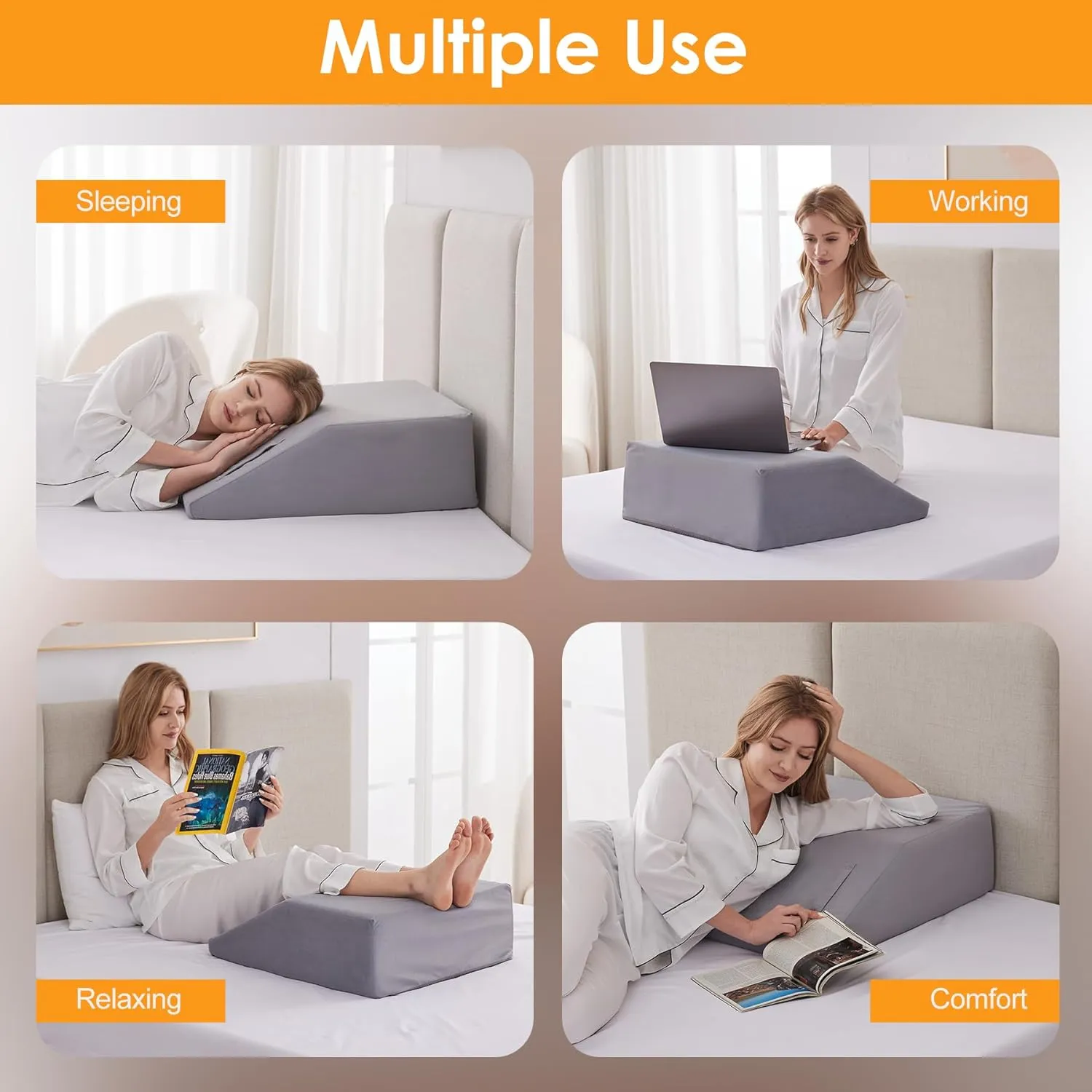 Leg Elevation Pillow for After Surgery, 10inch Foam Leg Elevating Pillow for Swelling and Blood Circulation, Leg Wedge Pillow for Sleeping, Knee Pillow for Knee Hip Ankle Pain Relief, Velvet