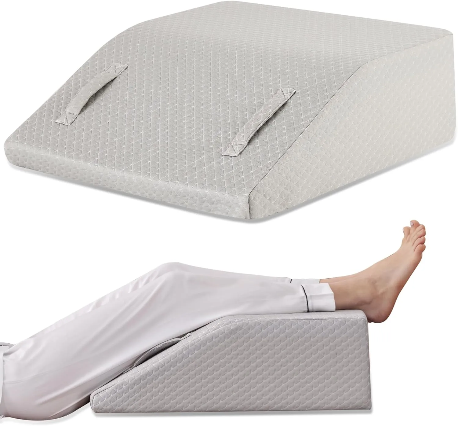 Leg Elevation Pillow for After Surgery, 8inch Foam Leg Elevating Pillow for Swelling and Blood Circulation, Leg Wedge Pillow for Sleeping, Knee Pillow for Knee Hip Ankle Pain Relief, Grey