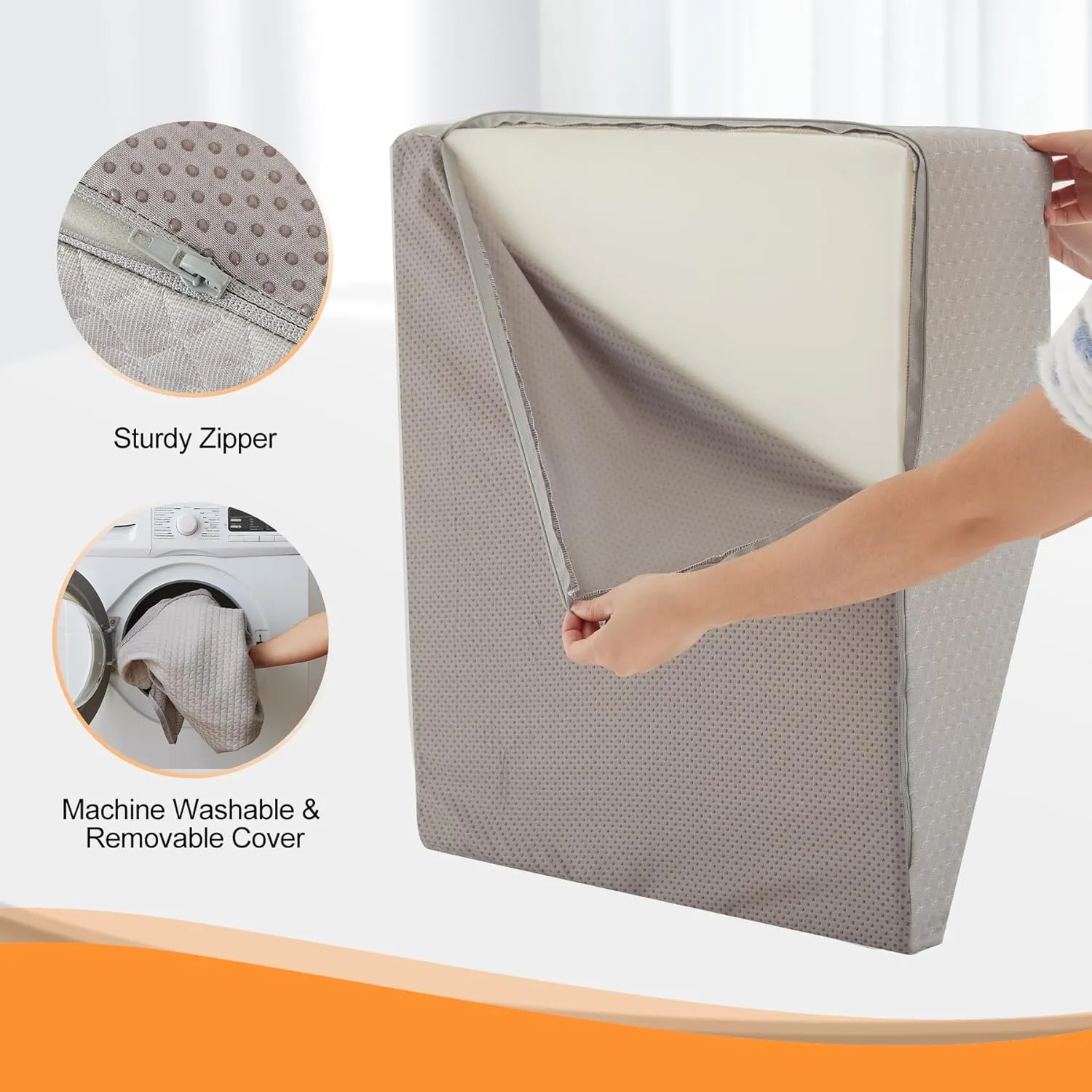 Leg Elevation Pillow for After Surgery, 8inch Foam Leg Elevating Pillow for Swelling and Blood Circulation, Leg Wedge Pillow for Sleeping, Knee Pillow for Knee Hip Ankle Pain Relief, Grey