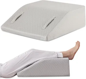 Leg Elevation Pillow for After Surgery, 8inch Foam Leg Elevating Pillow for Swelling and Blood Circulation, Leg Wedge Pillow for Sleeping, Knee Pillow for Knee Hip Ankle Pain Relief, Grey