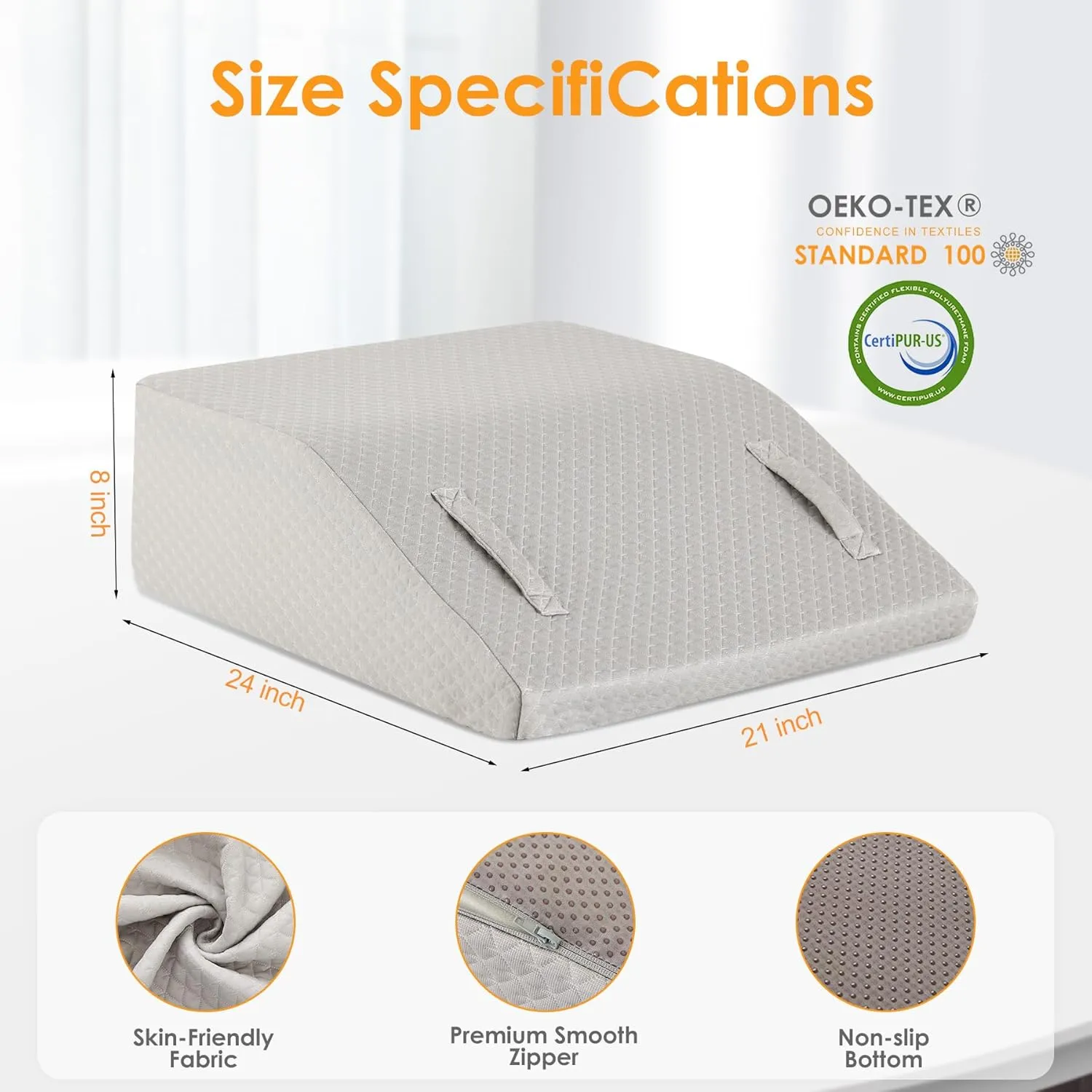 Leg Elevation Pillow for After Surgery, 8inch Foam Leg Elevating Pillow for Swelling and Blood Circulation, Leg Wedge Pillow for Sleeping, Knee Pillow for Knee Hip Ankle Pain Relief, Grey