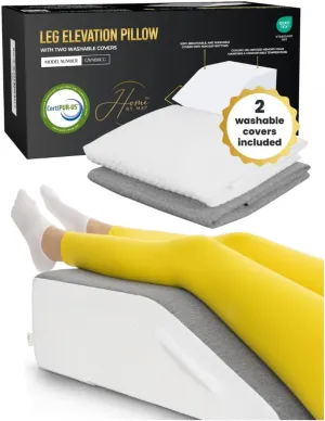 Leg Elevation Pillow for Sleeping & Swelling Relief – Memory Foam Wedge for Sciatica, Post-Surgery Recovery, Better Circulation & Knee Support – Cooling Gel-Infused Pillow with 2 Washable Covers