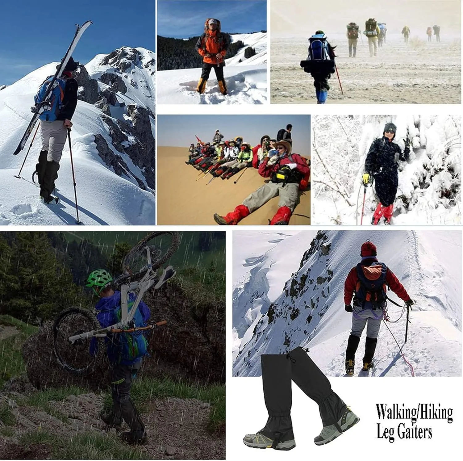 Leg Gaiters,Adjustable Lightweight Shoes Gaiters,Breathable Snake Gaiters Boots,nylon Perfect for Snow Trail Running Hiking Walking Mountain Climbing