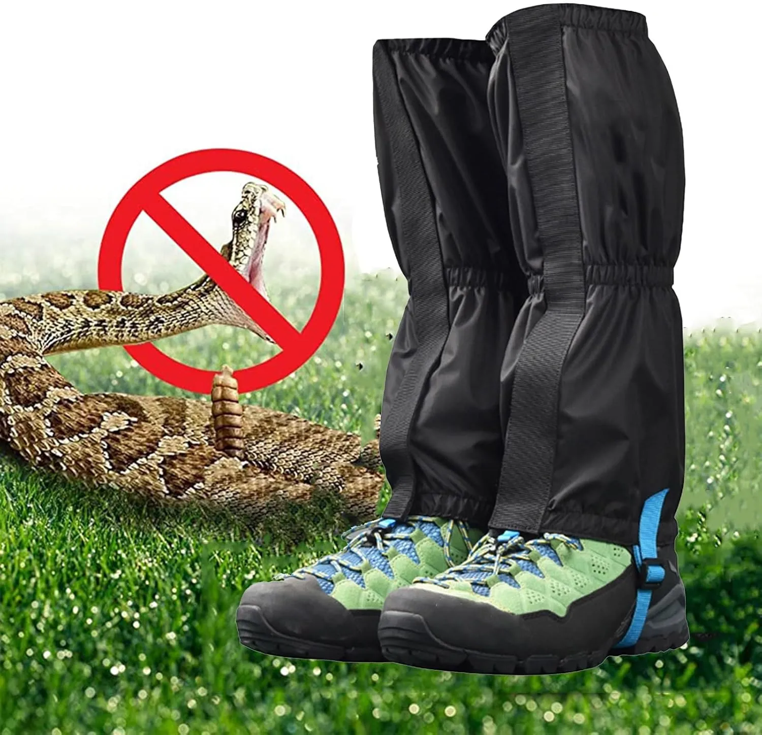 Leg Gaiters,Adjustable Lightweight Shoes Gaiters,Breathable Snake Gaiters Boots,nylon Perfect for Snow Trail Running Hiking Walking Mountain Climbing