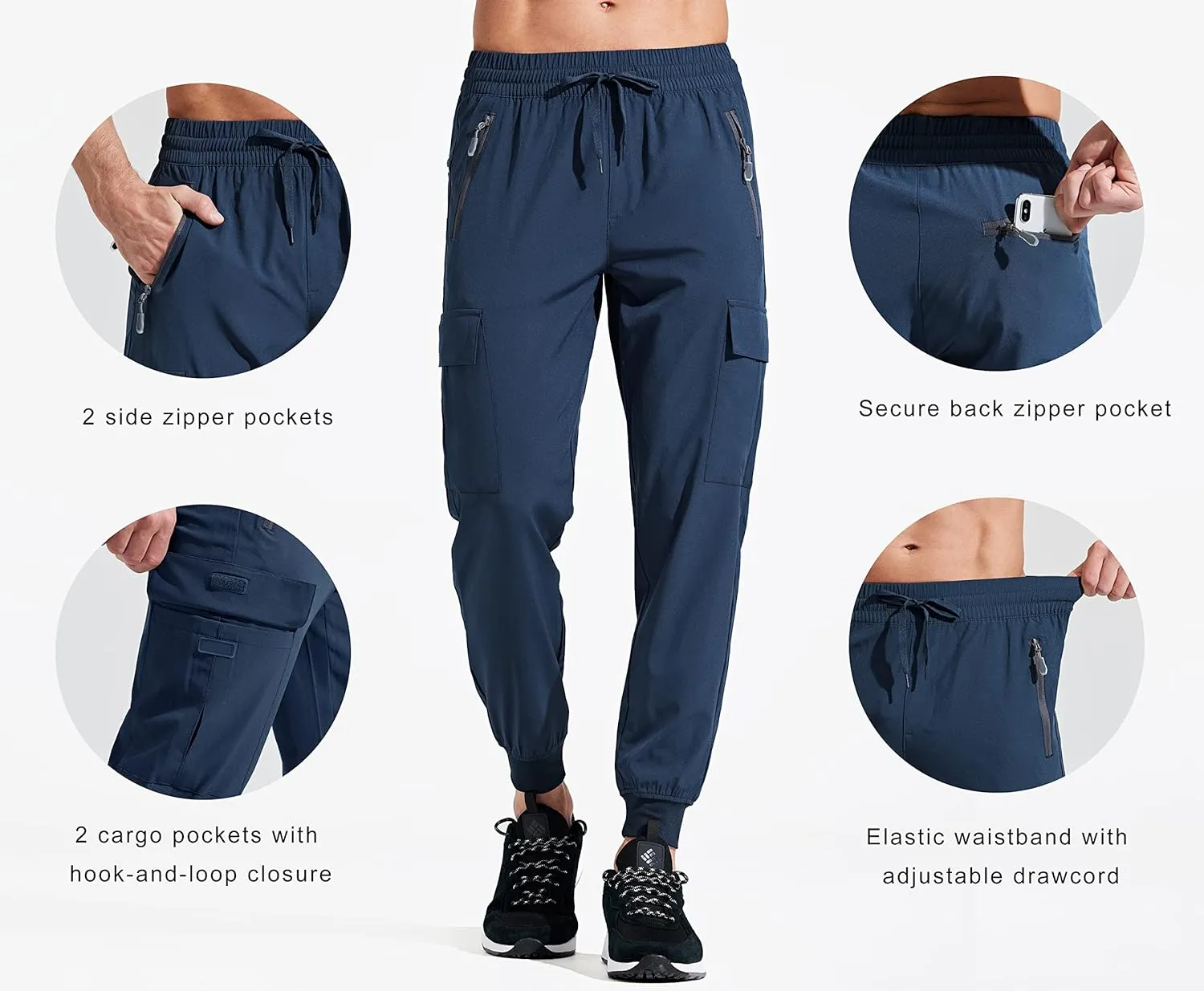 Libin Men's Lightweight Joggers Quick Dry Cargo Hiking Pants Track Running Workout Athletic Travel Casual Outdoor