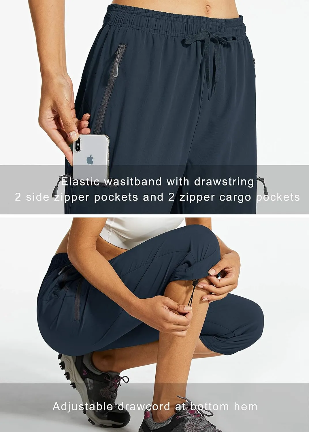 Libin Women's Capri Pants Lightweight Quick Dry Cargo Hiking Capris Travel Casual Outdoor Zipper Pockets