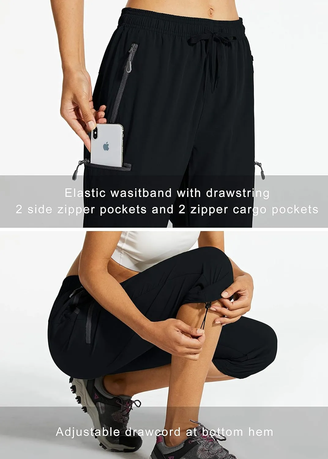 Libin Women's Capri Pants Lightweight Quick Dry Cargo Hiking Capris Travel Casual Outdoor Zipper Pockets