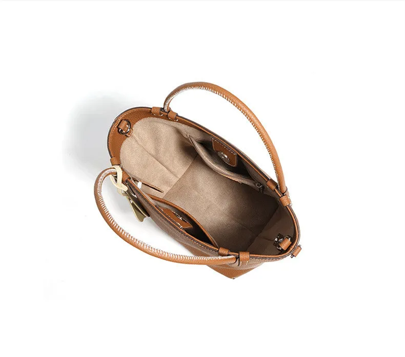 Lightweight Soft Leather Bucket Bag