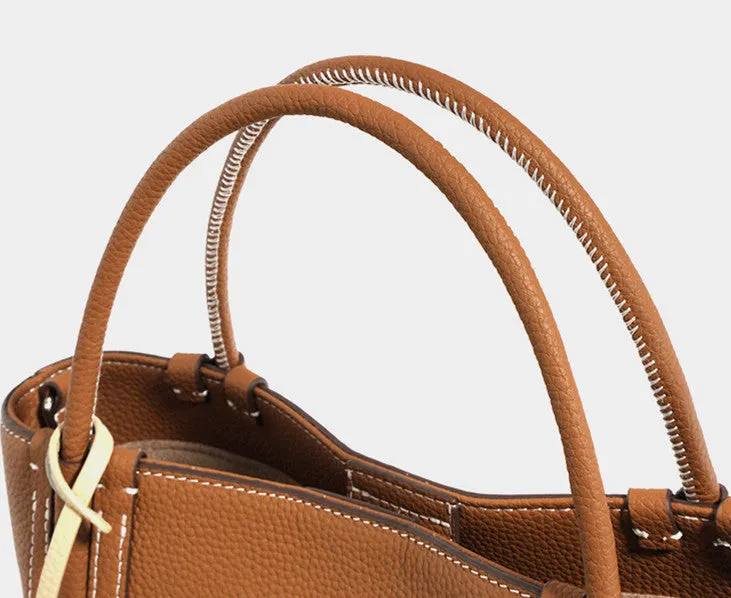 Lightweight Soft Leather Bucket Bag
