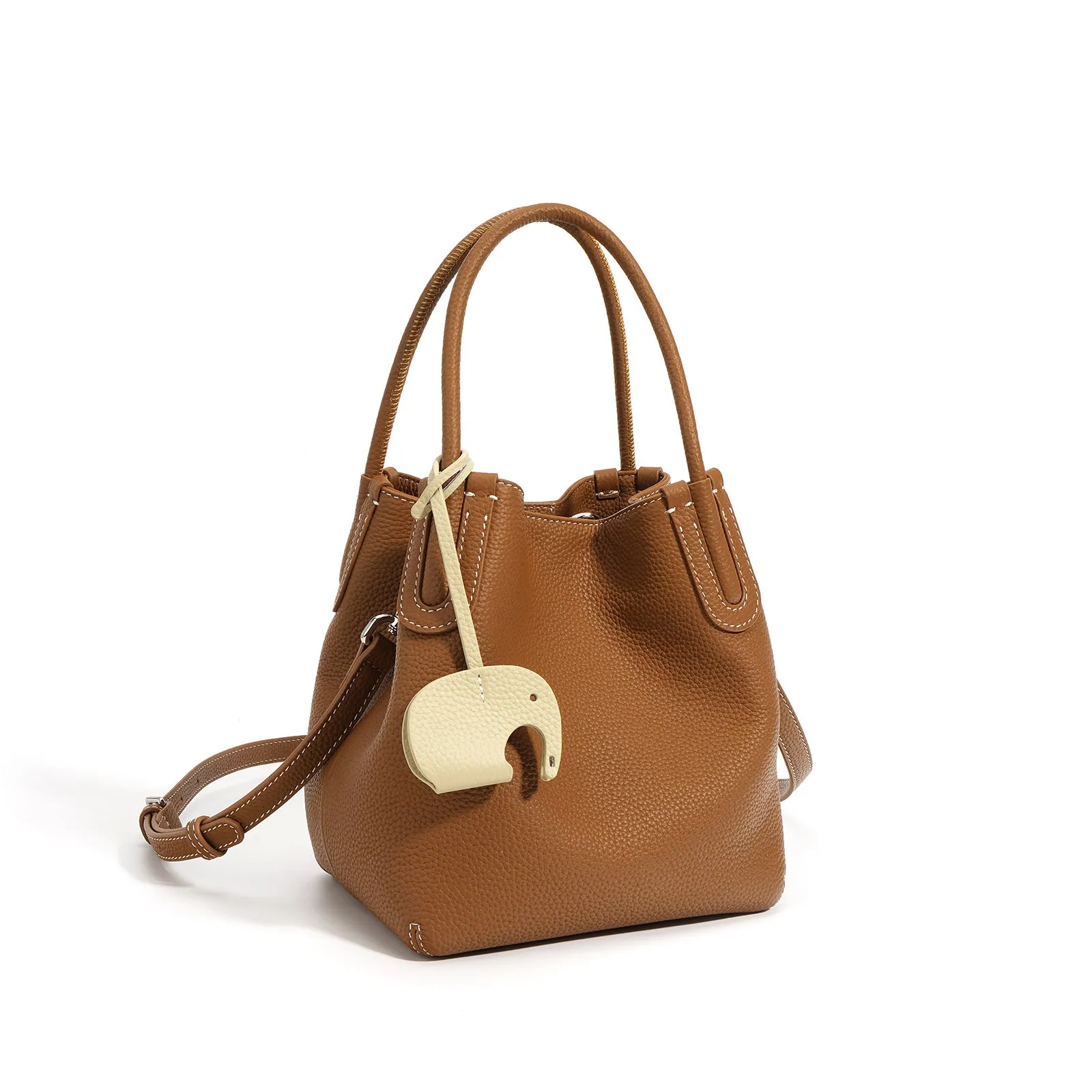 Lightweight Soft Leather Bucket Bag