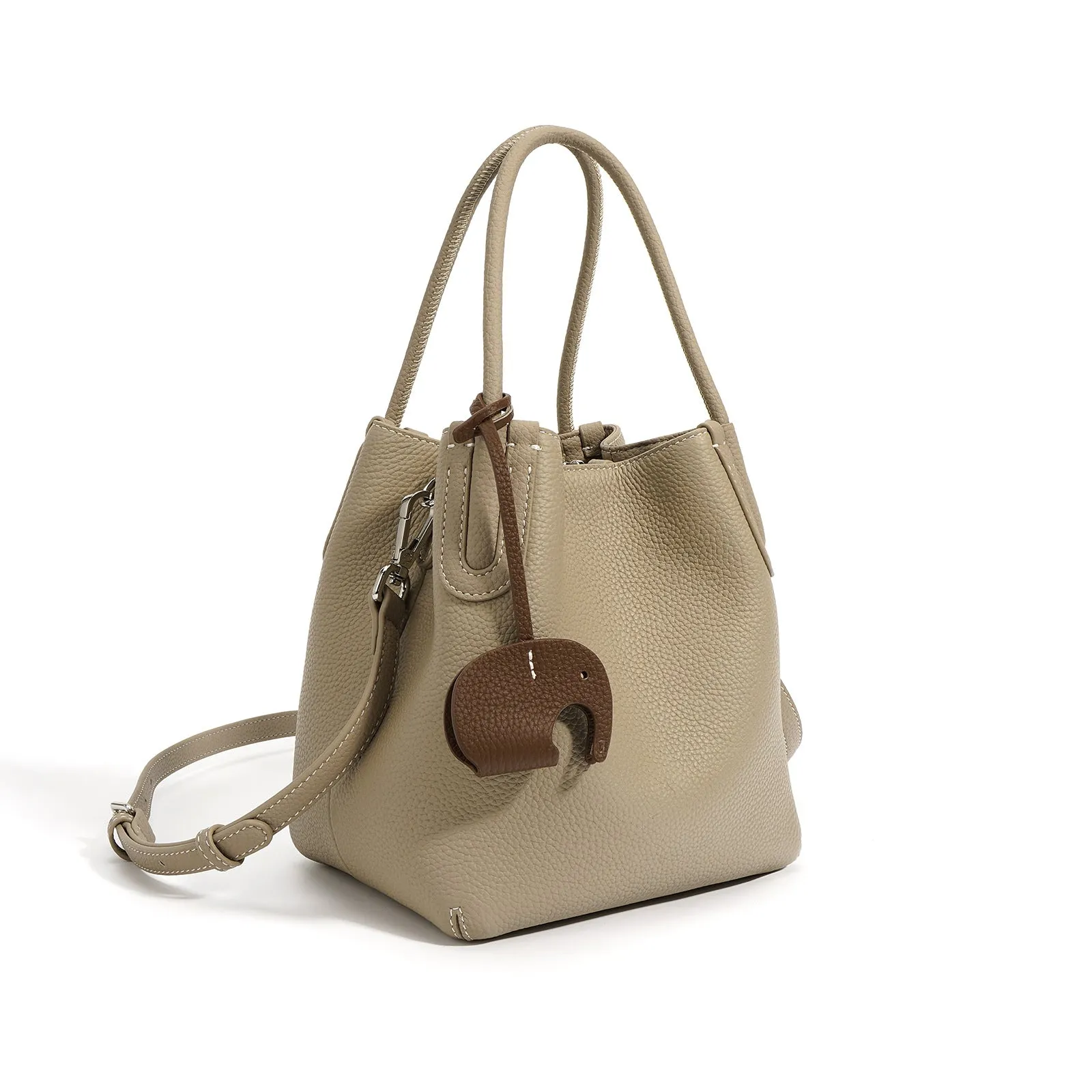Lightweight Soft Leather Bucket Bag