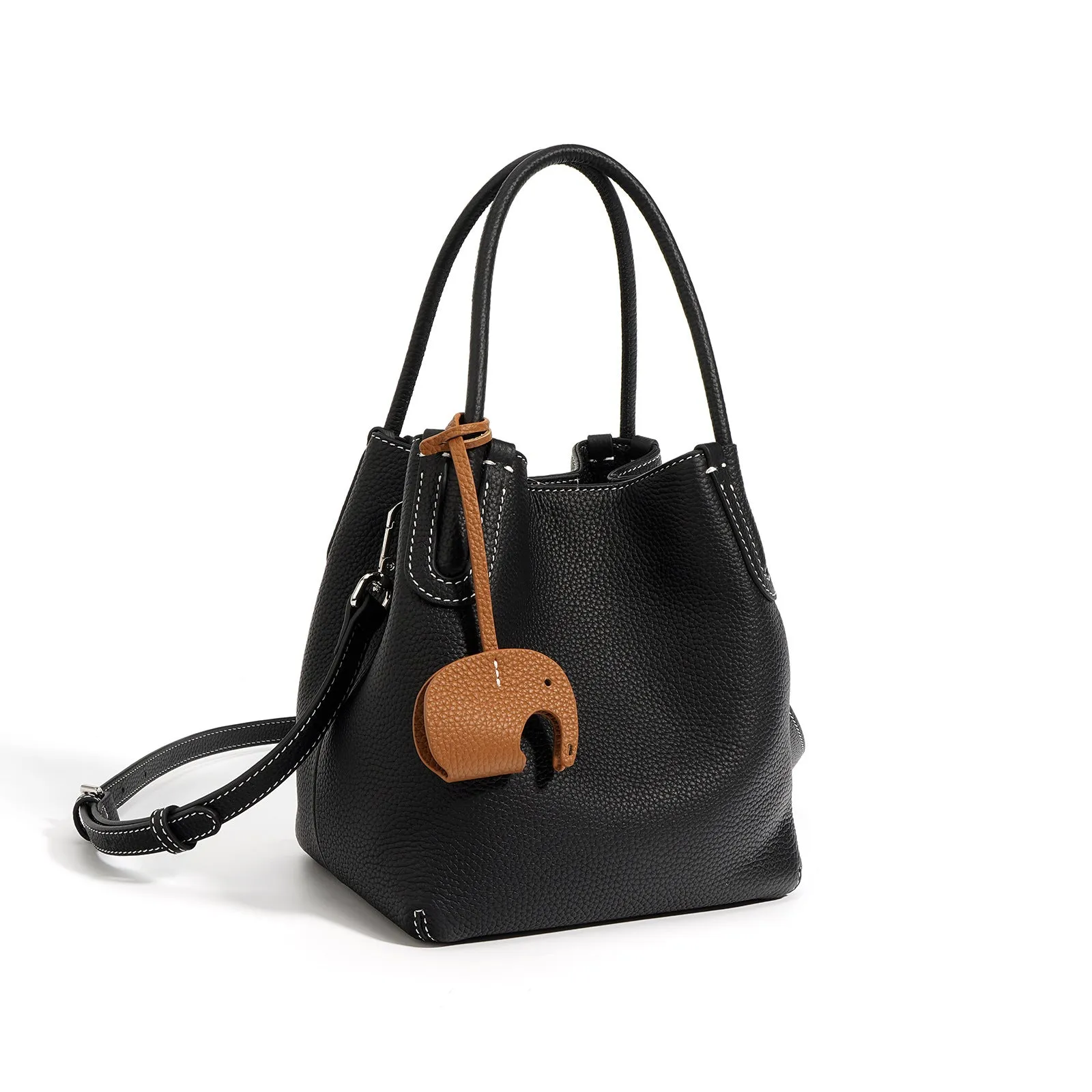 Lightweight Soft Leather Bucket Bag