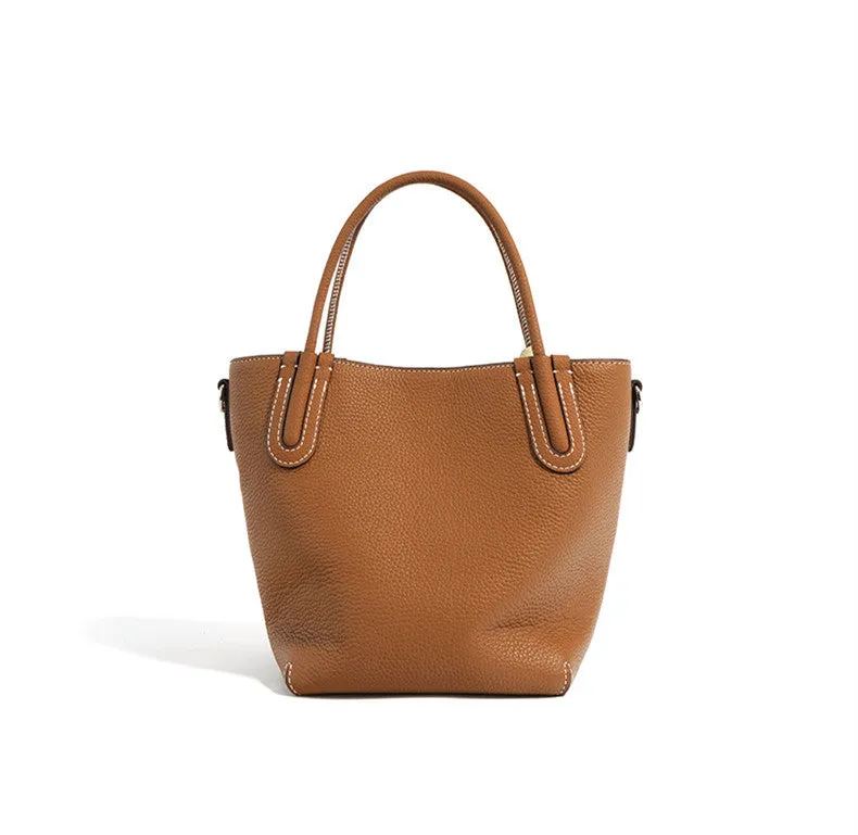 Lightweight Soft Leather Bucket Bag