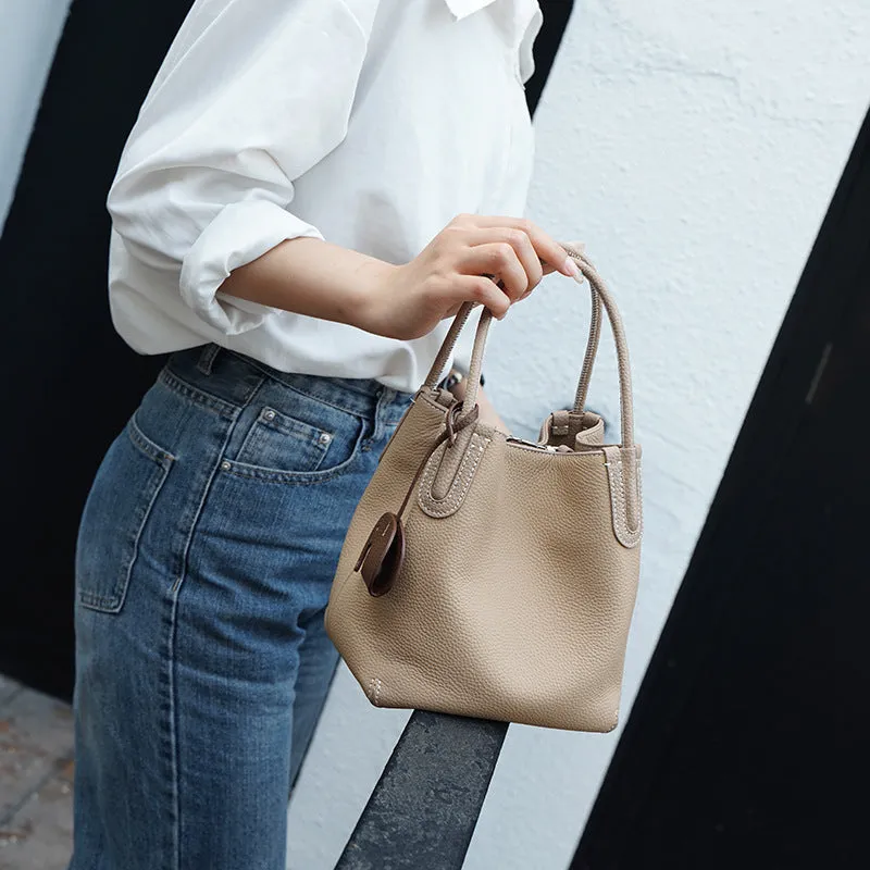 Lightweight Soft Leather Bucket Bag