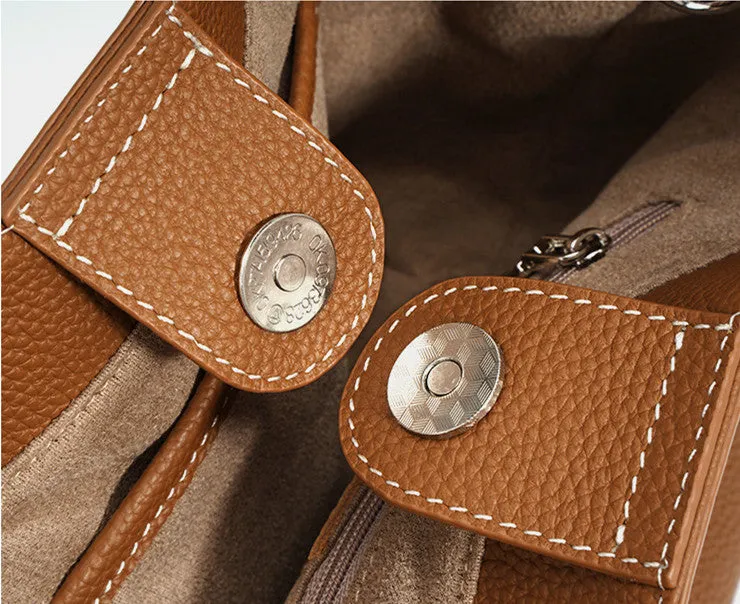 Lightweight Soft Leather Bucket Bag