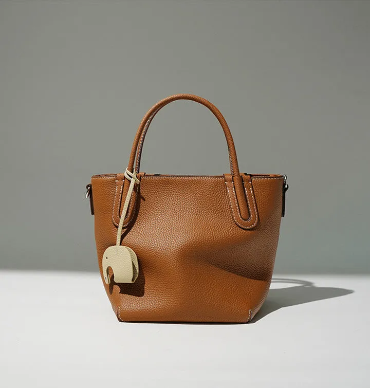 Lightweight Soft Leather Bucket Bag