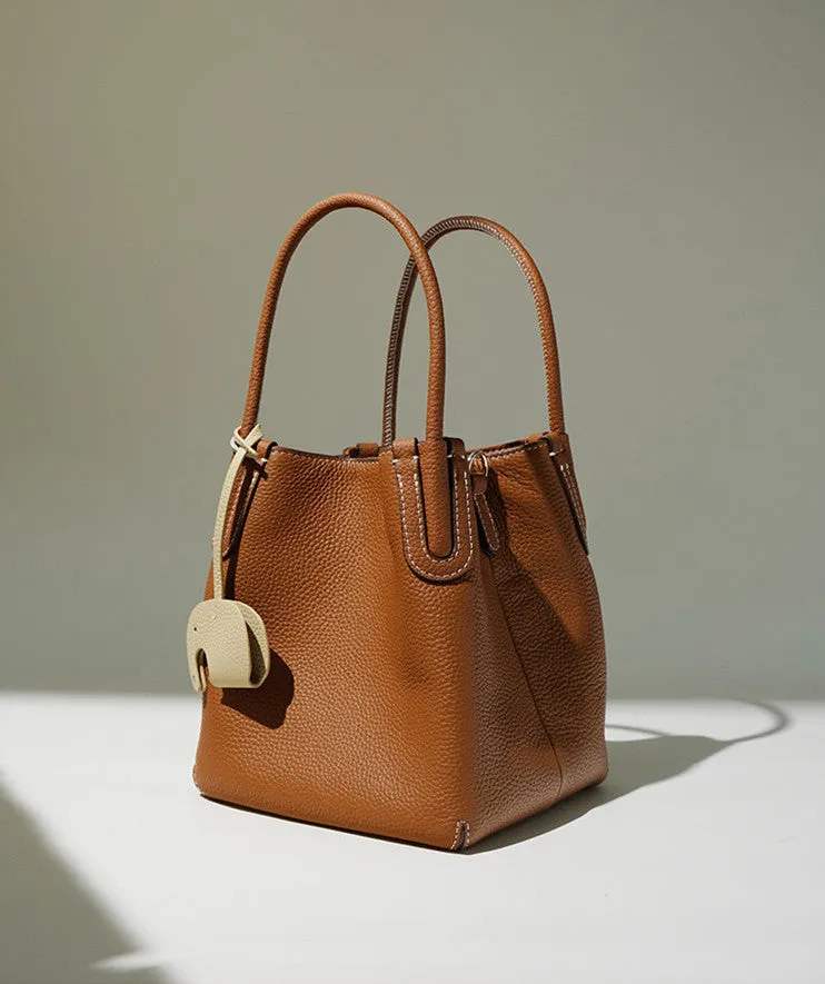 Lightweight Soft Leather Bucket Bag