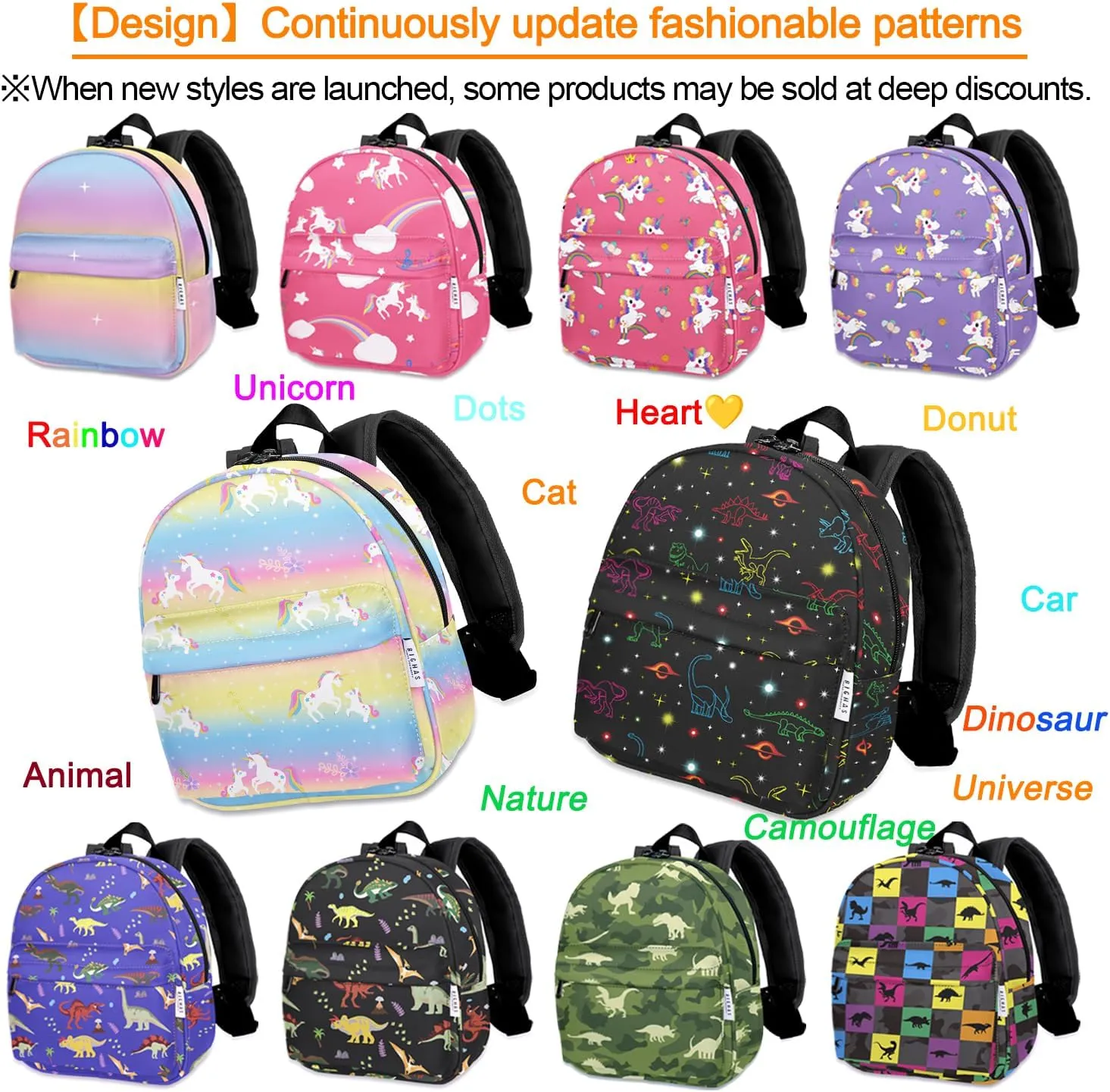 Lightweight Toddler Kids Backpack with Chest Strap For Boys and Girls, Preschool Kindergarten 3-6 Years Old 30 Colors (Navy)