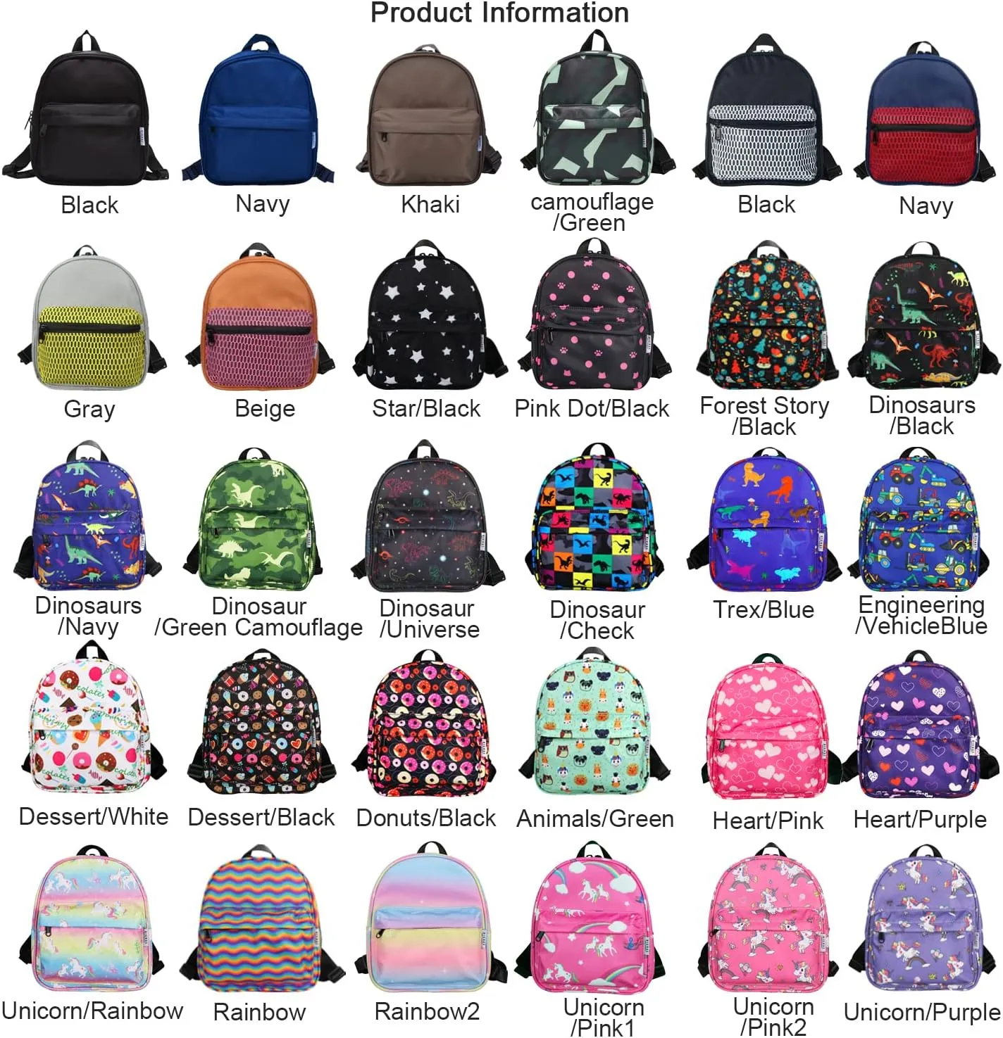 Lightweight Toddler Kids Backpack with Chest Strap For Boys and Girls, Preschool Kindergarten 3-6 Years Old 30 Colors (Navy)