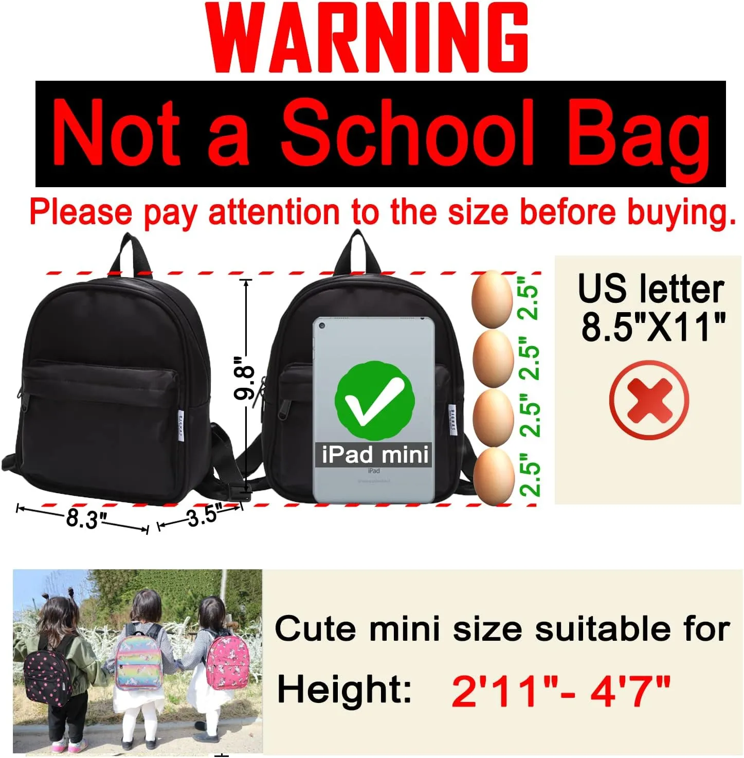 Lightweight Toddler Kids Backpack with Chest Strap For Boys and Girls, Preschool Kindergarten 3-6 Years Old 30 Colors (Navy)