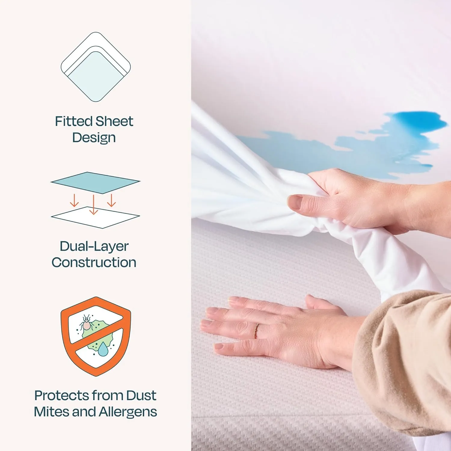 LINENSPA Premium Waterproof Mattress Protector, Full Size | Breathable | Fitted Sheet Style | Machine Washable & Dryer Safe | Mattress Protector for Kids, Teens, and Adults, White