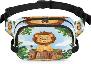 Lion Fanny Packs Belt Bag for Women Man Forest Cartoon Lion Waist Pack Fashion Crossbody Bag Hip Bum Bag with Adjustable Strap for Outdoors Workout Casual Traveling Running Hiking Cycling