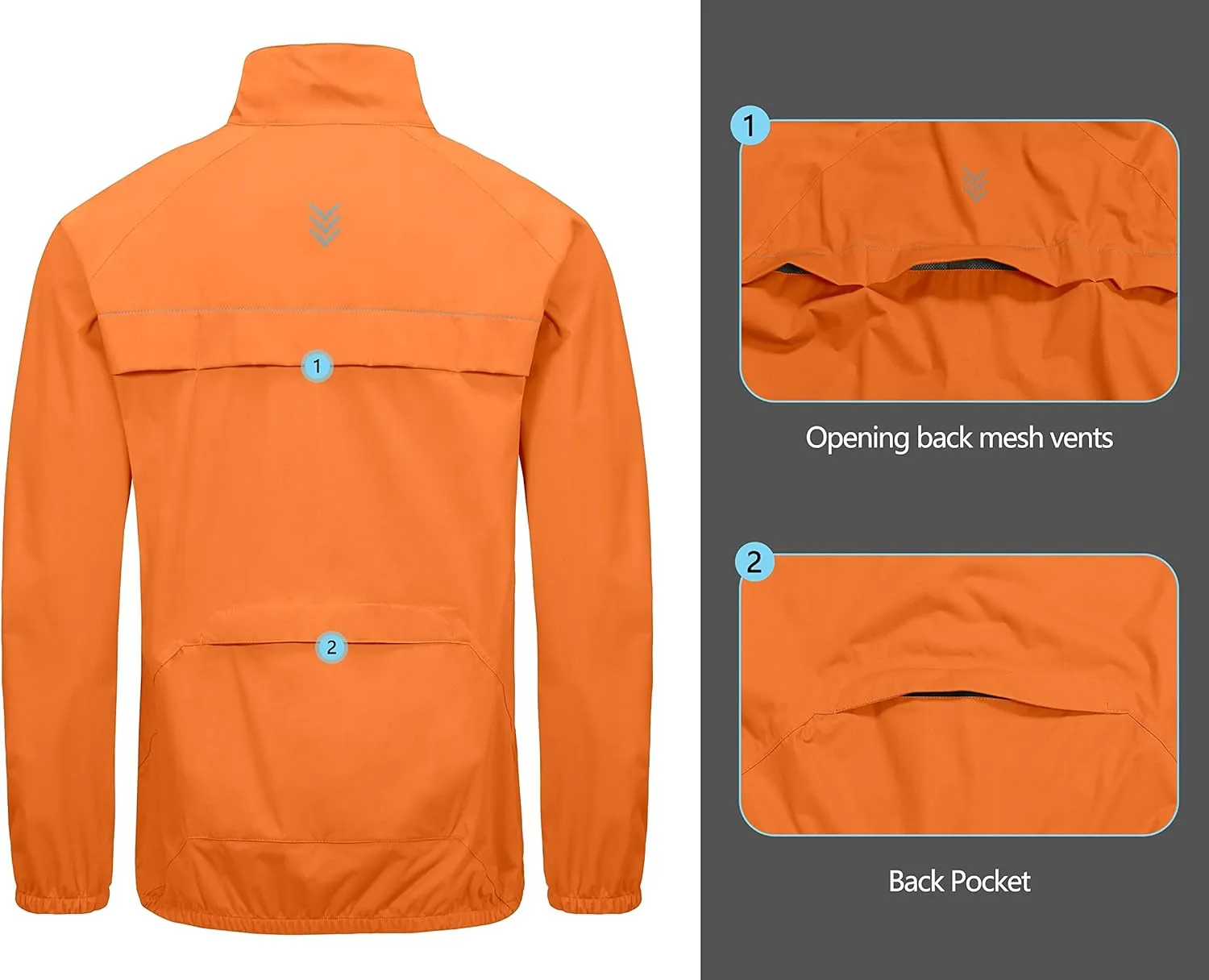 Little Donkey Andy Men's Cycling Jacket, Waterproof Lightweight Windbreaker, Packable
