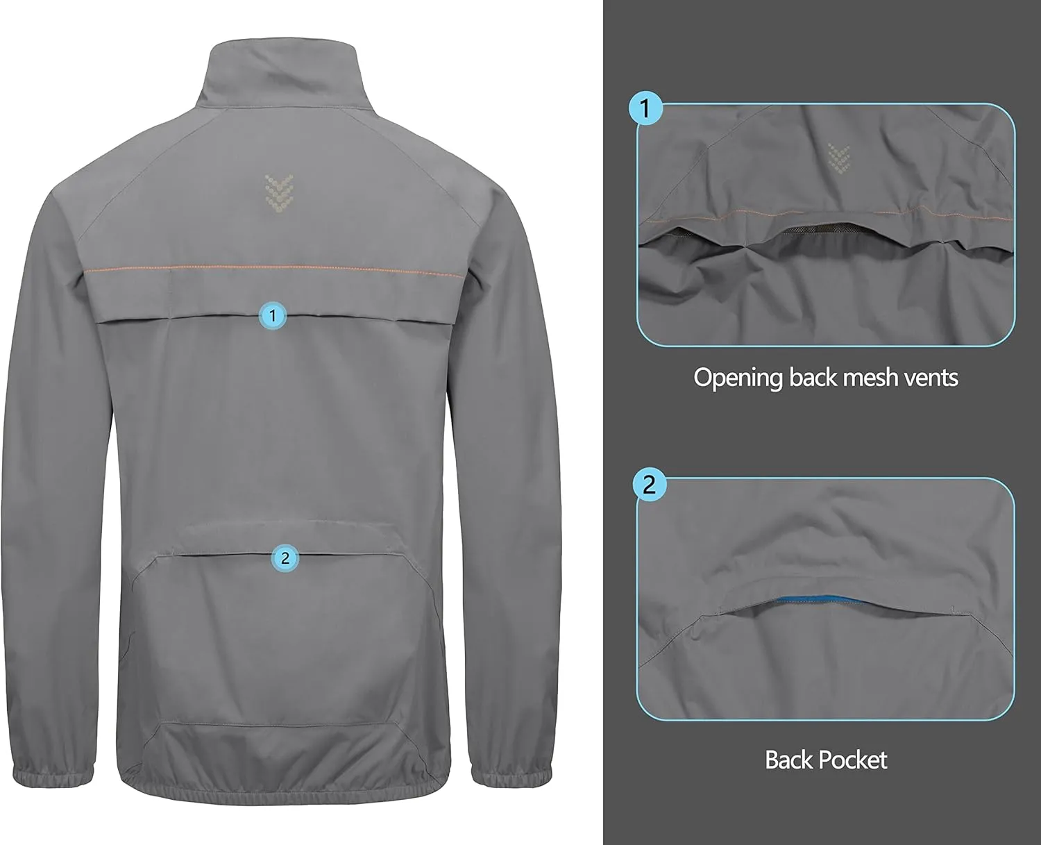 Little Donkey Andy Men's Cycling Jacket, Waterproof Lightweight Windbreaker, Packable