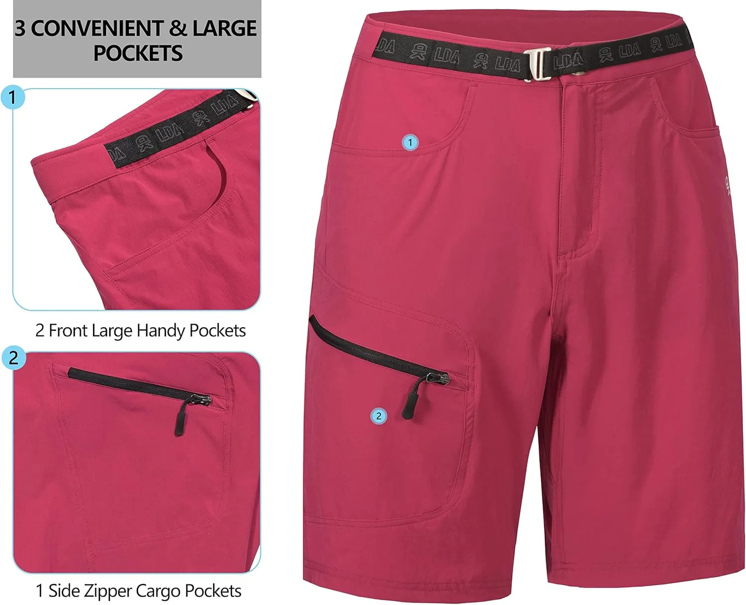 Little Donkey Andy Men's Hiking Cargo Shorts with Belt Lightweight Quick Dry Bermuda Shorts