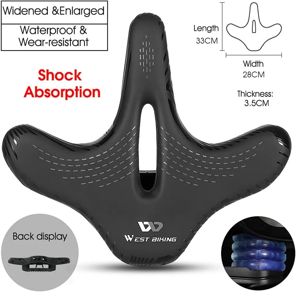 Lixada Wide Bike Saddle Comfortable Mountain Bicycle Cushion Pad Waterproof Cycle Seat Saddle for Men Women Road Mountain Bike