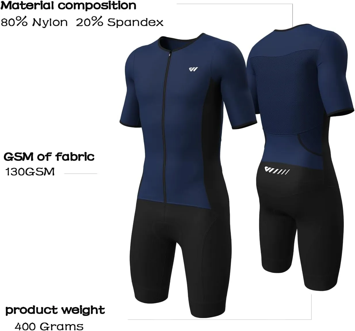 Logas Men‘s Triathlon Suit Trisuit Race Skinsuit Cycling Speed Suit Swimskin Bike Swim Run