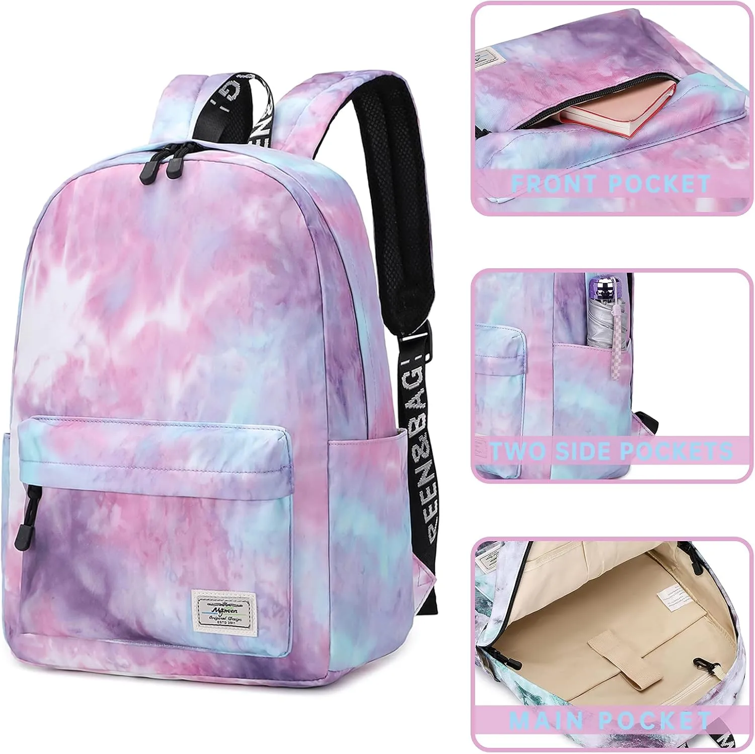 Lohol Galaxy Backpack for School Travel, Lightweight BookBag for Girls Kids