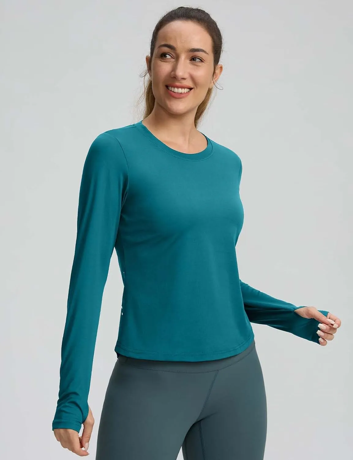 Long Sleeve Workout Tops for Women Lightweight Running Shirts Quick Dry Athletic Shirts Active Exercise